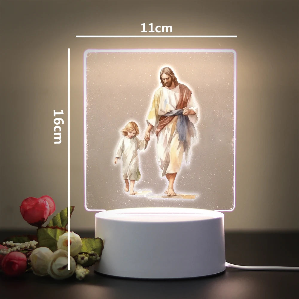 3D Cross Acrylic LED Night Light – Faith Room & Desk Lamp